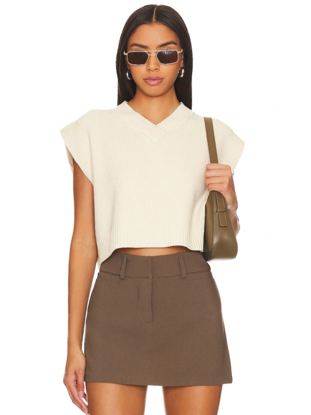 Free People Easy Street Sleeveless V Neck Cropped Knit Top - Small